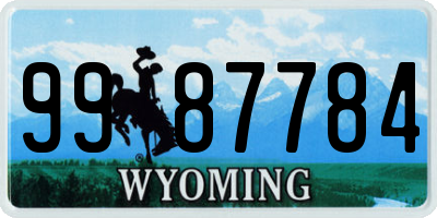 WY license plate 9987784