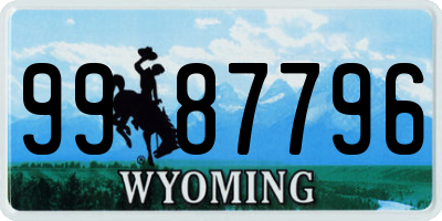 WY license plate 9987796