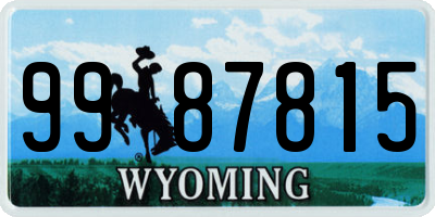 WY license plate 9987815
