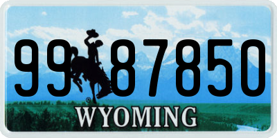 WY license plate 9987850