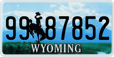 WY license plate 9987852