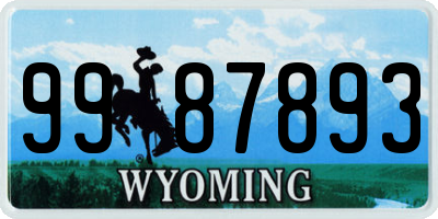 WY license plate 9987893