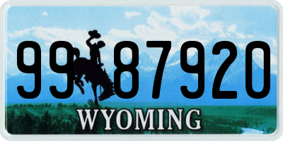 WY license plate 9987920