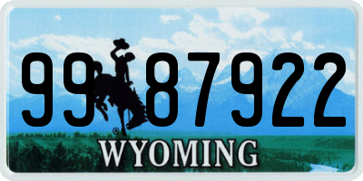 WY license plate 9987922