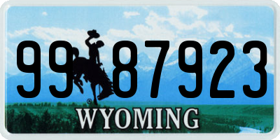 WY license plate 9987923