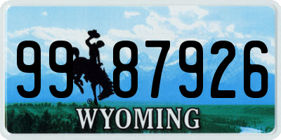 WY license plate 9987926