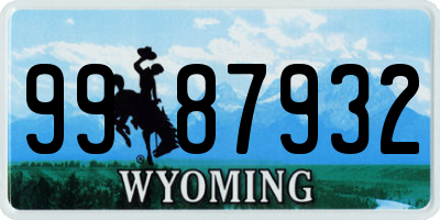 WY license plate 9987932