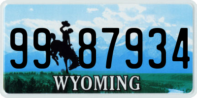 WY license plate 9987934