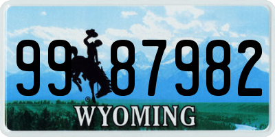 WY license plate 9987982
