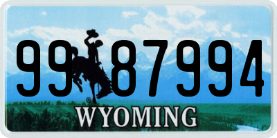 WY license plate 9987994