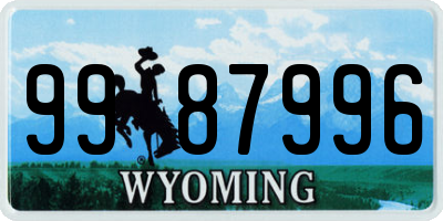 WY license plate 9987996