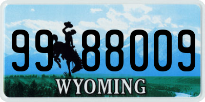 WY license plate 9988009