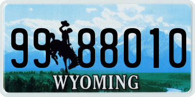 WY license plate 9988010