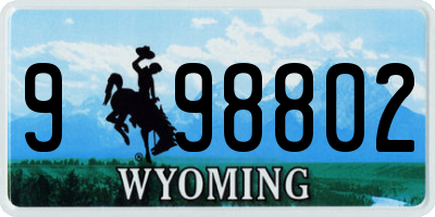 WY license plate 998802