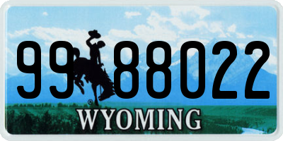 WY license plate 9988022