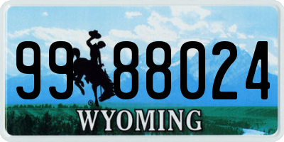 WY license plate 9988024