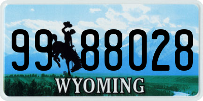 WY license plate 9988028