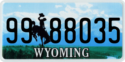 WY license plate 9988035
