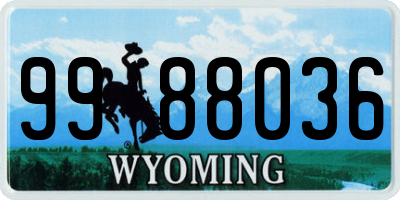 WY license plate 9988036