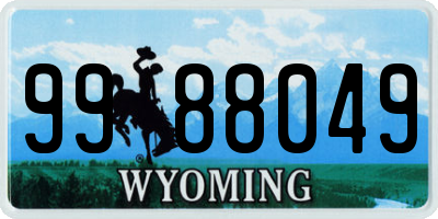 WY license plate 9988049