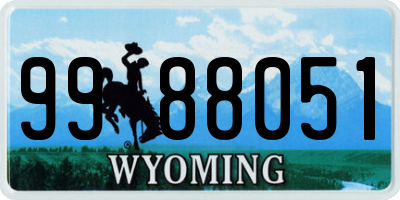 WY license plate 9988051