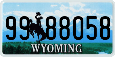 WY license plate 9988058