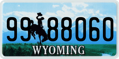 WY license plate 9988060