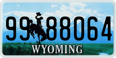 WY license plate 9988064