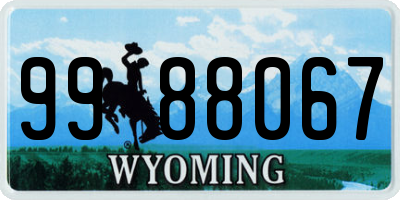 WY license plate 9988067