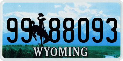 WY license plate 9988093