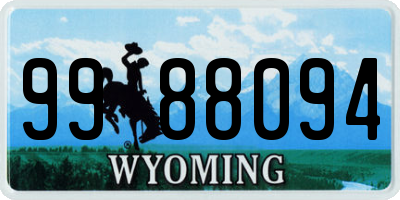 WY license plate 9988094