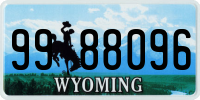 WY license plate 9988096