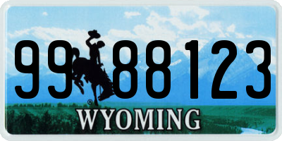 WY license plate 9988123