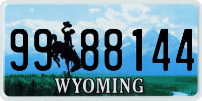 WY license plate 9988144