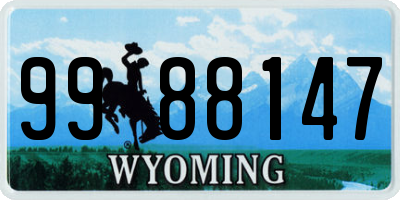 WY license plate 9988147