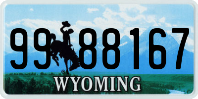 WY license plate 9988167