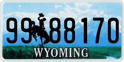 WY license plate 9988170