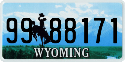 WY license plate 9988171