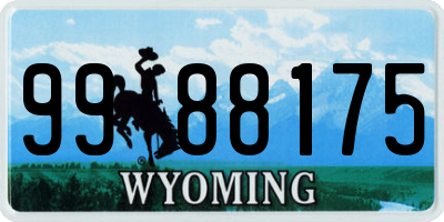 WY license plate 9988175