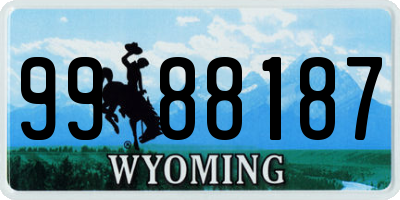 WY license plate 9988187