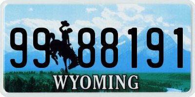 WY license plate 9988191