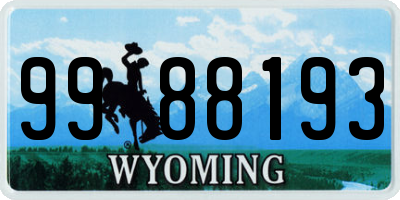 WY license plate 9988193