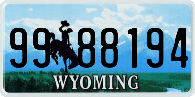 WY license plate 9988194