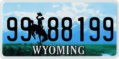 WY license plate 9988199