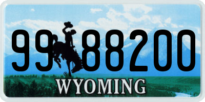 WY license plate 9988200
