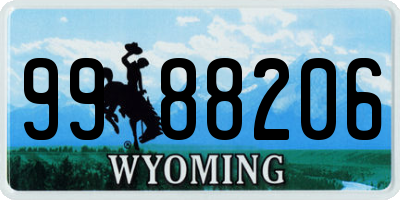 WY license plate 9988206