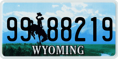 WY license plate 9988219