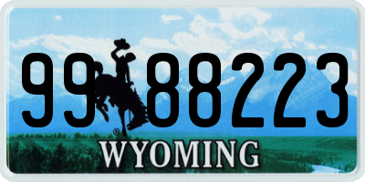 WY license plate 9988223