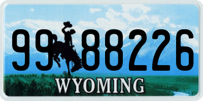 WY license plate 9988226