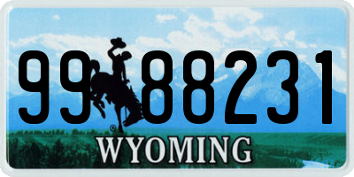 WY license plate 9988231